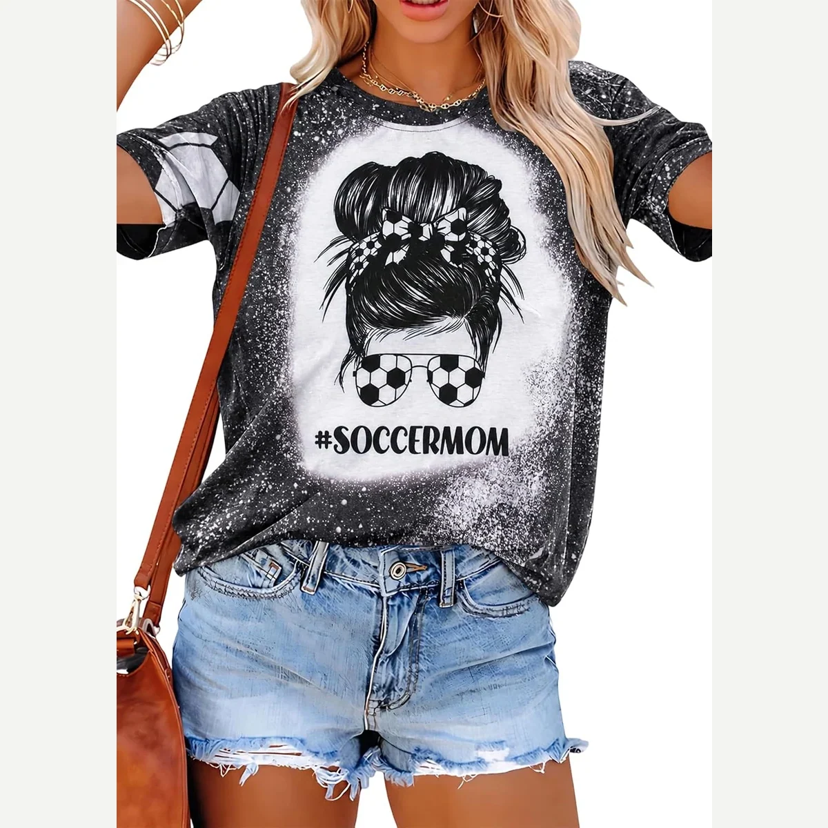 Soccer Mom t-shirt, a-bleached grey print by MNLYBABY