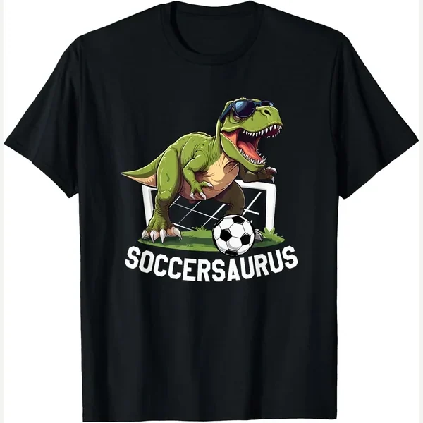 T-Rex Playing Football Dinosaur print by T Rex Soccer Ball Boys Men Gift