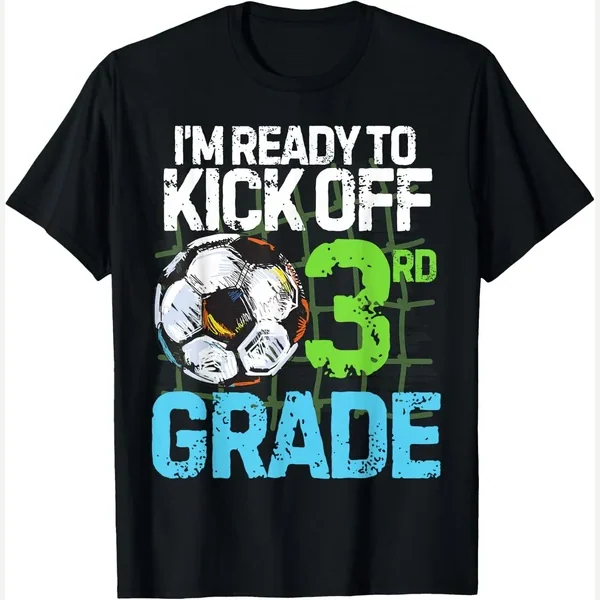 Back To School First day Of 3rd grade print by Funny Back To School Kicking off Soccer Kids Boys