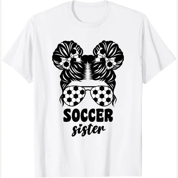 Proud Little for Baby Messy Bun Fun print by Soccer Sister Sis Messy Bun Cute Tees