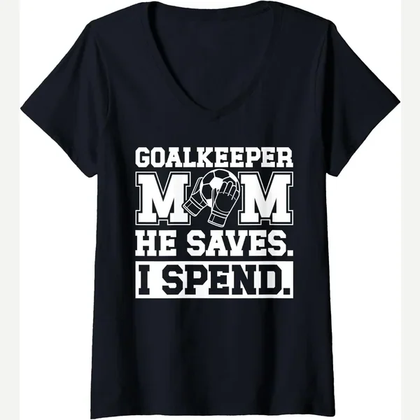 Soccer Goalkeeper Mom Of A Goalie Mother V-Neck print by Funny Mom Of A Soccer Keeper Mom