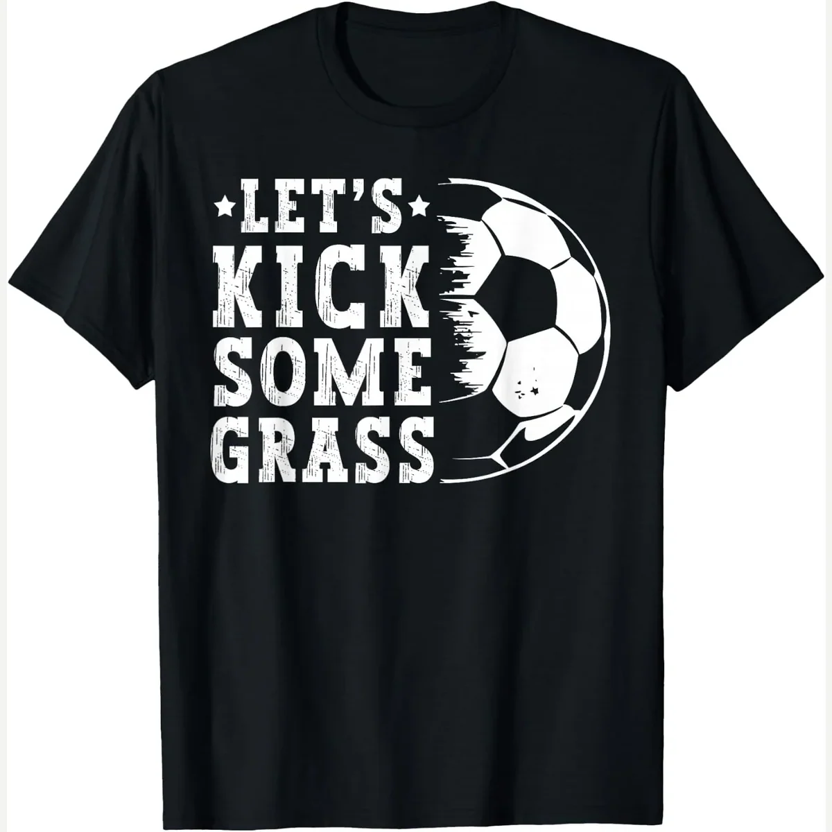 Let's Kick Some Grass Lover Football print by Funny Soccer Ball Lover Tee