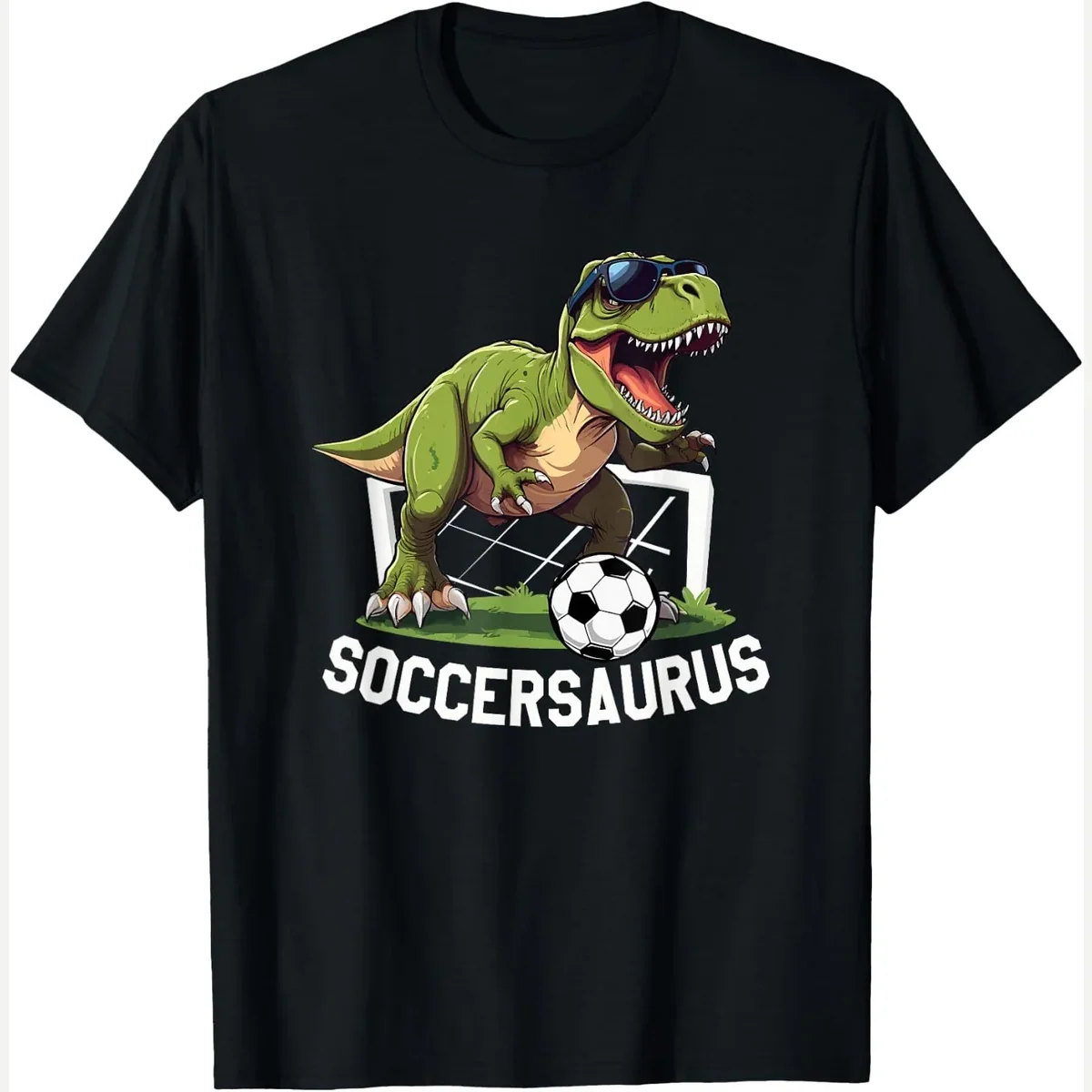 T-Rex Playing Football Dinosaur print by T Rex Soccer Ball Boys Men Gift