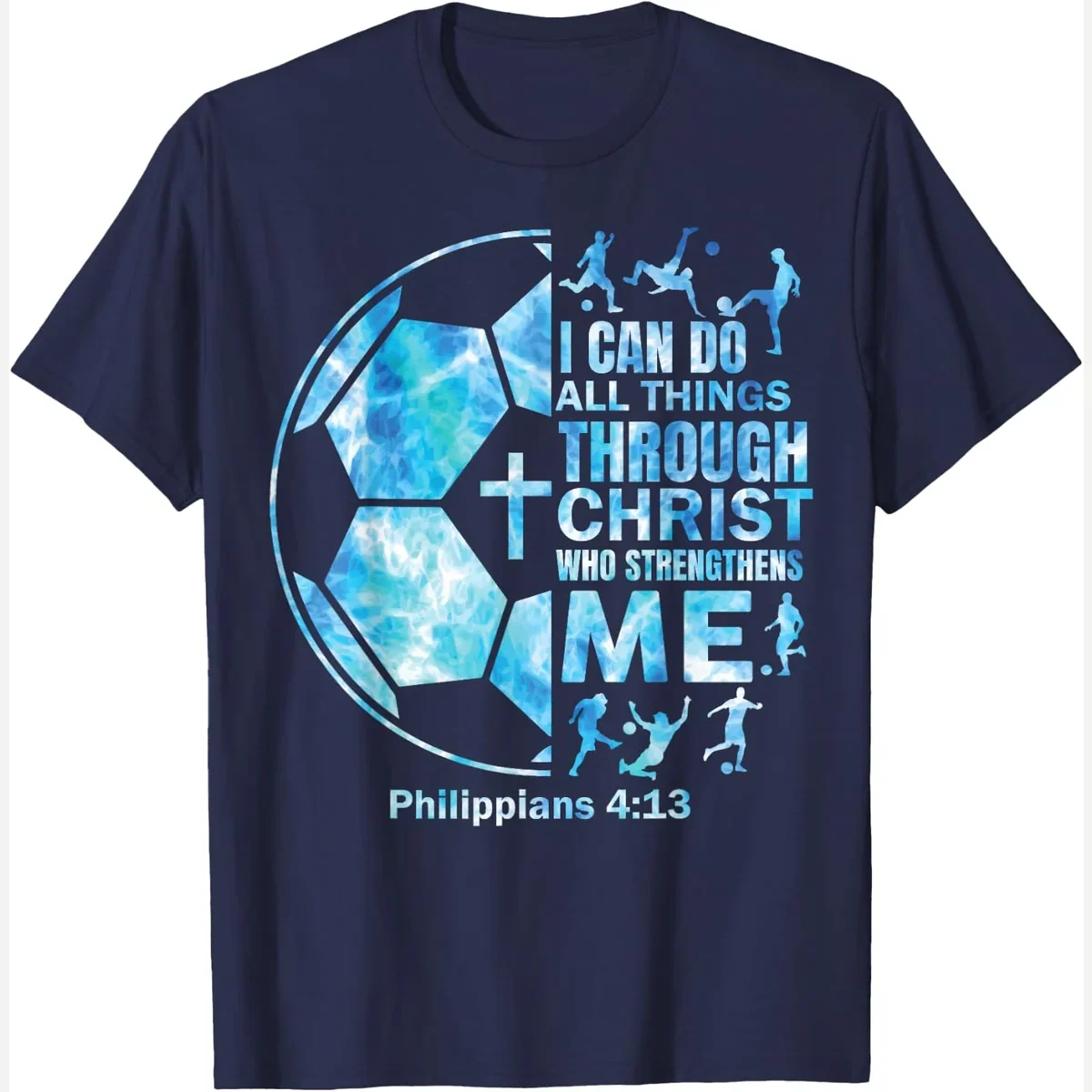 Christian I Can Do All Things Religious print by Soccer T Shirt for Kids Boys Men
