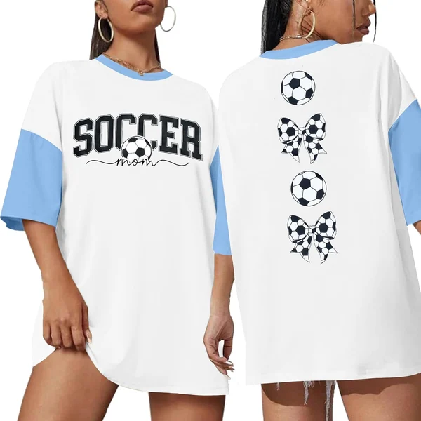 Oversized Bow Causal Football White-Blue print by ALLTB