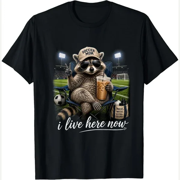 Raccoon I Live Here Now Field Life print by Soccer Mom Raccoon Co