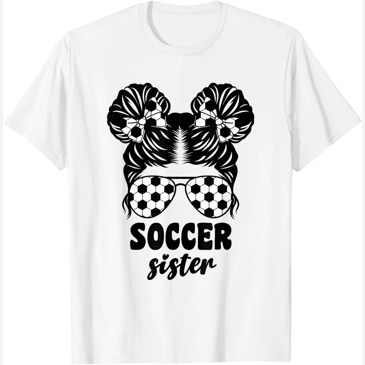 Proud Little for Baby Messy Bun Fun print by Soccer Sister Sis Messy Bun Cute Tees