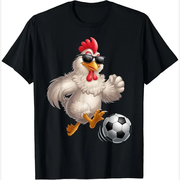 Chicken Wearing Sunglasses print by Funny Rooster Soccer Graphic