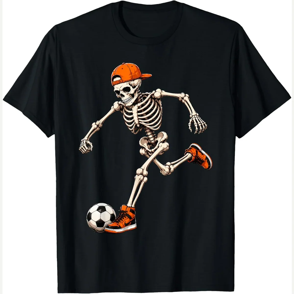 Skeleton Playing Halloween print by Funny Halloween Tees for Men Women Kids.