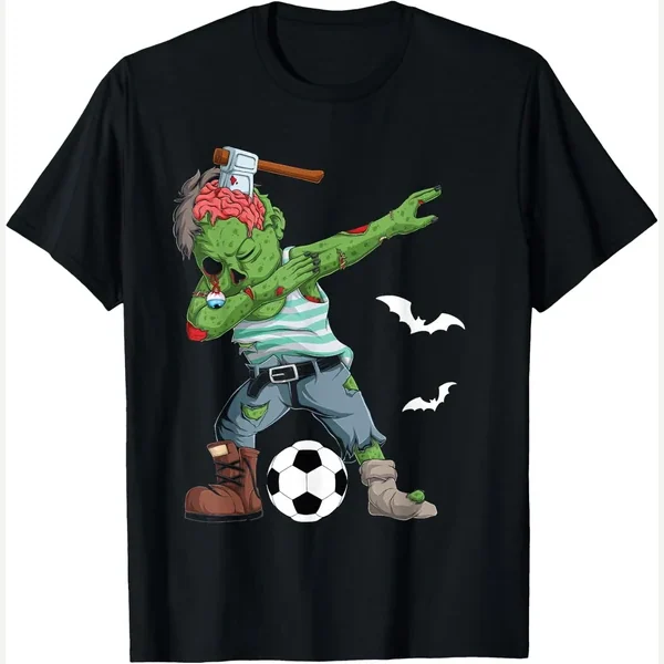 Dabbing Zombie Playing Halloween Sport print by Funny Halloween Dabbing Zombie Soccer Player