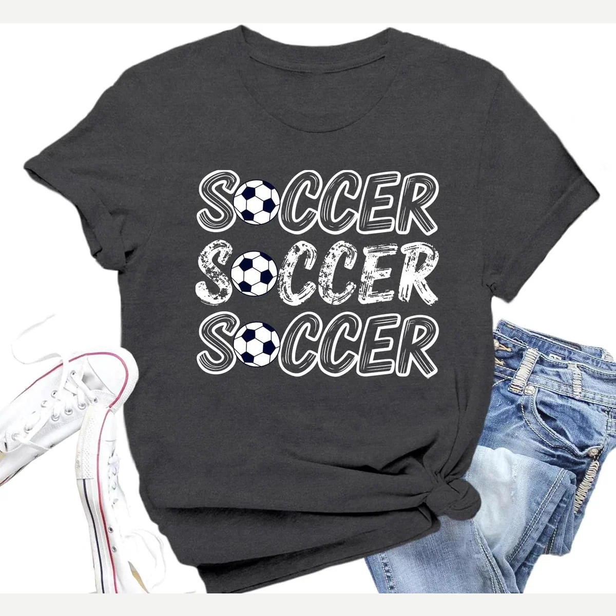 Soccer Mom t-shirt, grey print by Valiri