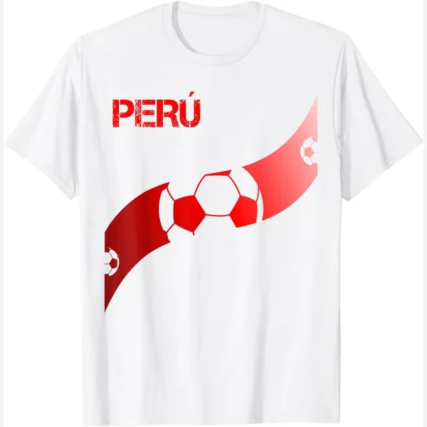 Peru Jersey Blanquirroja print by Unknown T-Shirts
