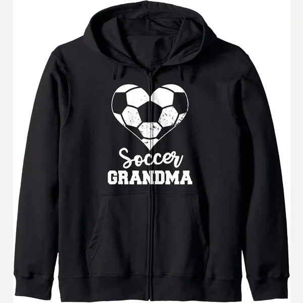 Heart Zip Hoodie print by Soccer Grandma By June