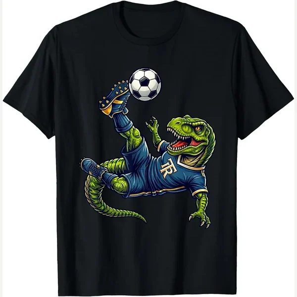 Dinosaur Soccersaurus T-Rex print by Funny Soccer Lover Gifts & Soccer Outfits