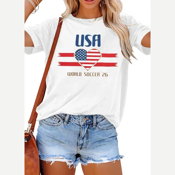 USA Flag Heart Printed print by LOTUCY