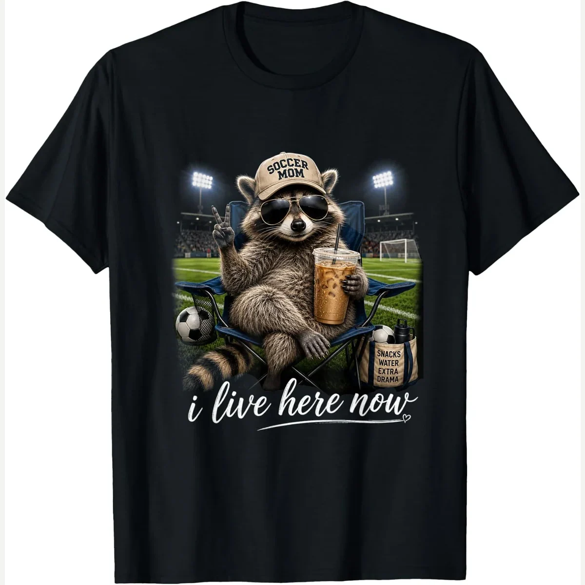 Raccoon I Live Here Now Field Life print by Soccer Mom Raccoon Co