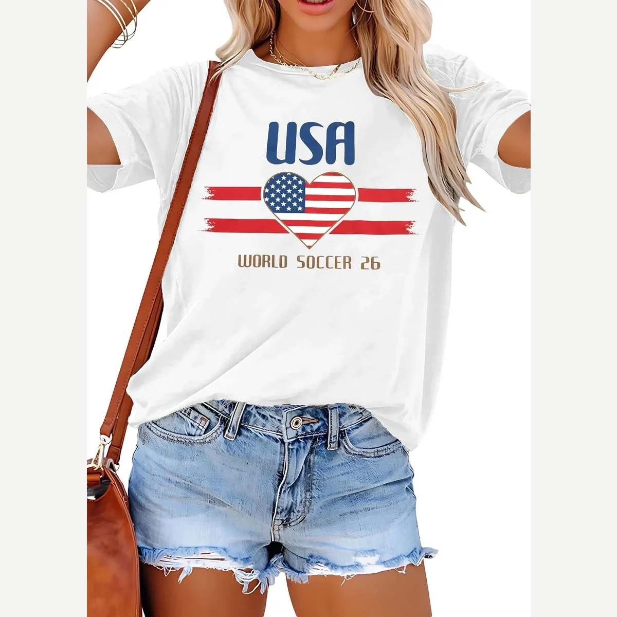 USA Flag Heart Printed print by LOTUCY