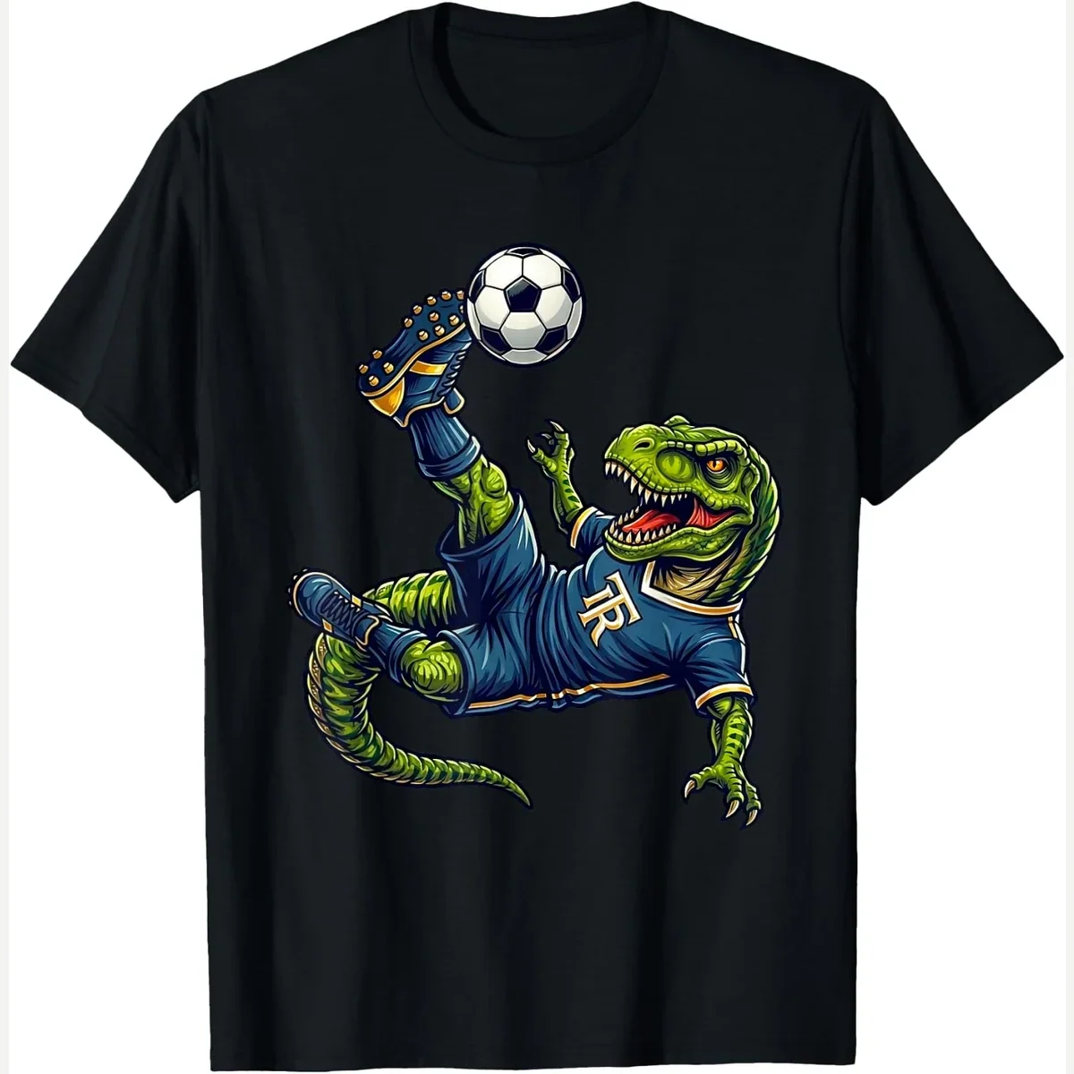 Dinosaur Soccersaurus T-Rex print by Funny Soccer Lover Gifts & Soccer Outfits