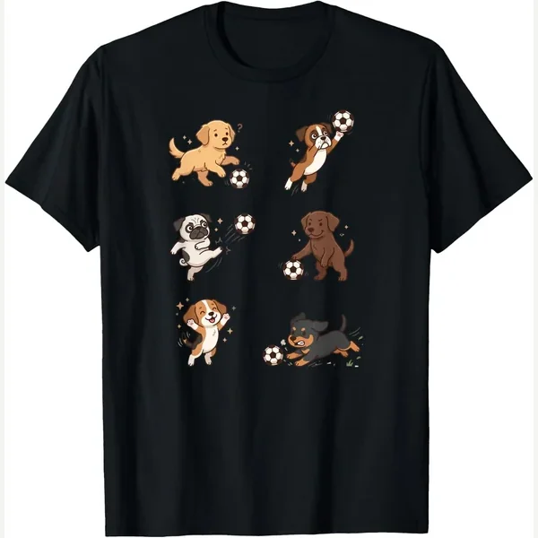 Silly Dogs Playing Pet Lover print by Kawaii Dogs Soccer Player Funny Team Tee
