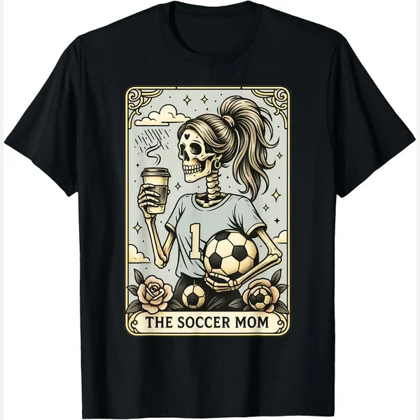 Tarot Card print by Funny Soccer Mom Skeleton, Retro Football Lovers