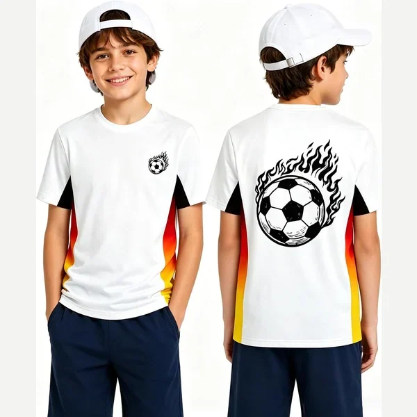 Kids & Youth t-shirt, b white soccer print by Cozople