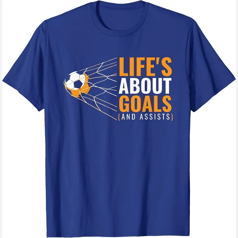 Life's About Goals and Assists Quote print, from the kids & youth shirts department