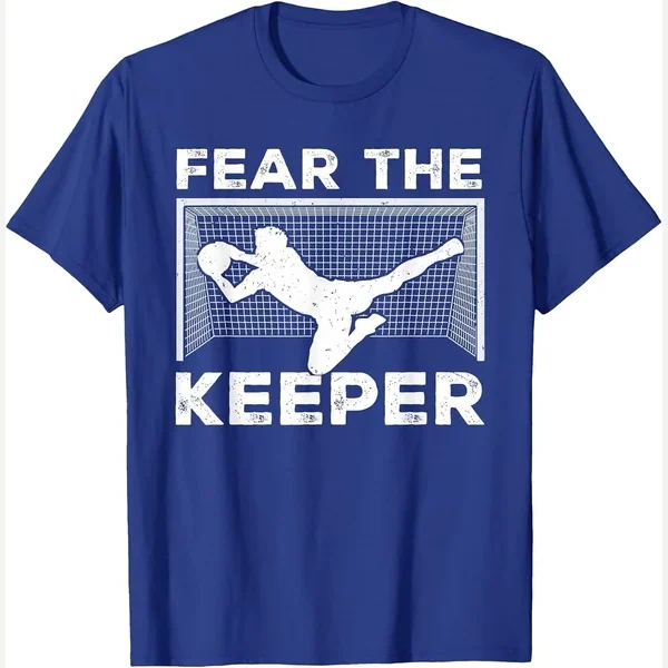 Goalkeeper t-shirt, royal blue print by Funny Soccer Player Gift Ideas For Goalkeeper